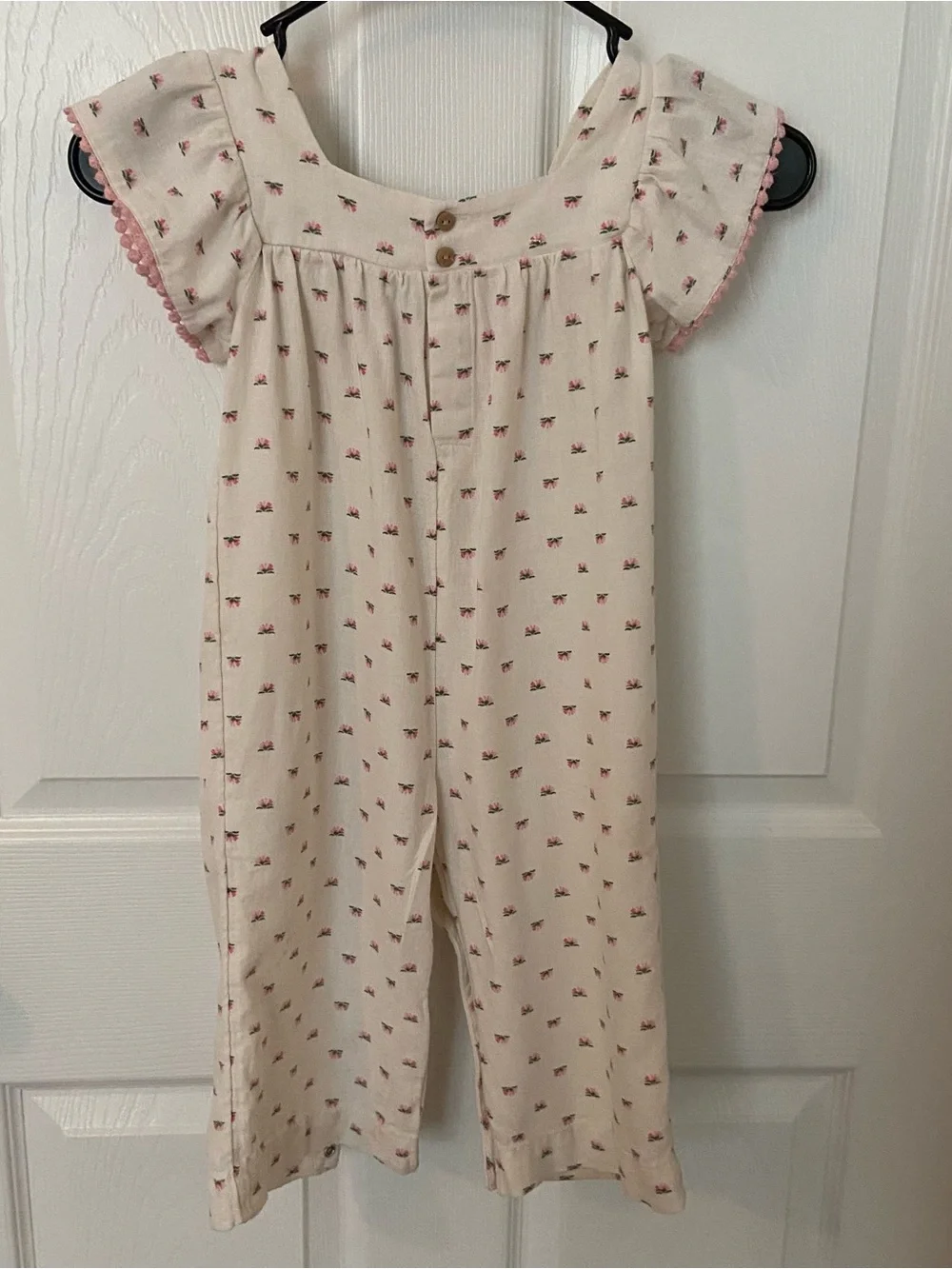 Old Navy Cream One-Piece Bodysuit with Pink Trim